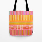 Spring Patchwork Whimsical Finnish Stripe Pattern Pink Orange Lime Tote Bag Gallery Image 1