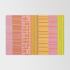 Spring Patchwork Whimsical Finnish Stripe Pattern Pink Orange Lime Rug Gallery Image 2