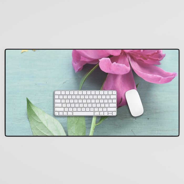Happy Peony spring still life flower photography Desk Mat Gallery Image 1