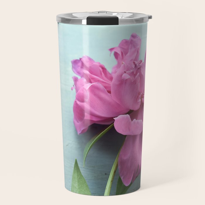 Happy Peony spring still life flower photography Travel Mug Gallery Image 1