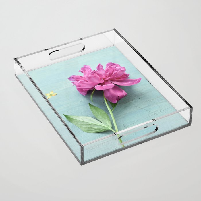 Happy Peony spring still life flower photography Acrylic Tray Gallery Image 1