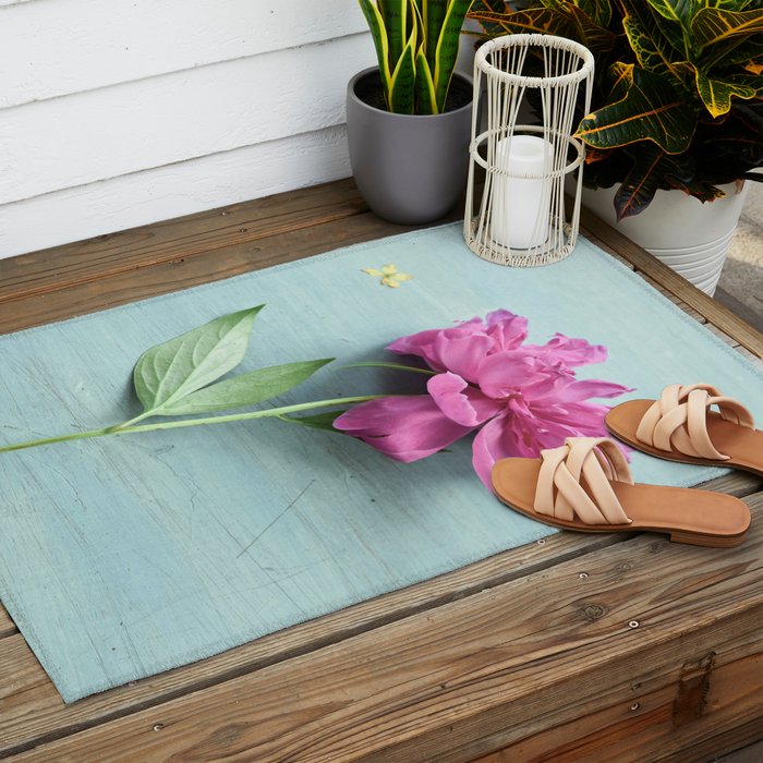 Happy Peony spring still life flower photography Outdoor Rug Gallery Image 2