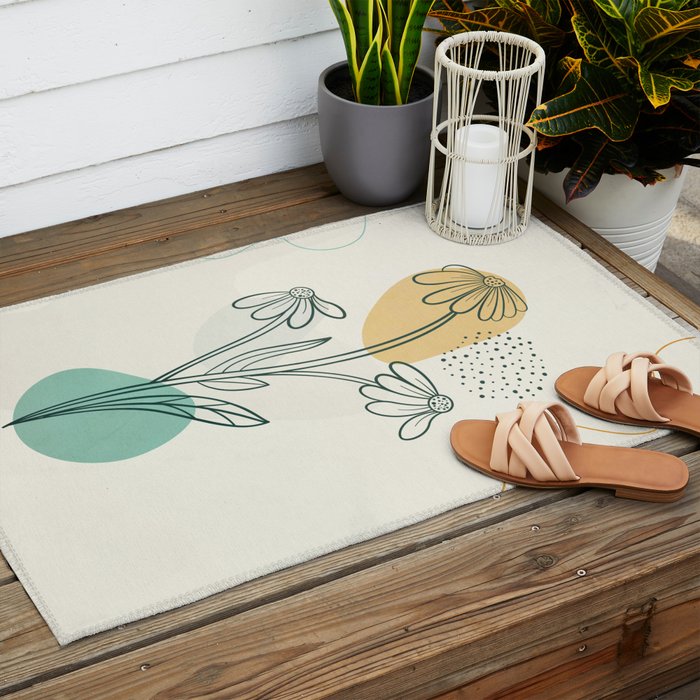 Little Line Flowers 2 Outdoor Rug Gallery Image 2
