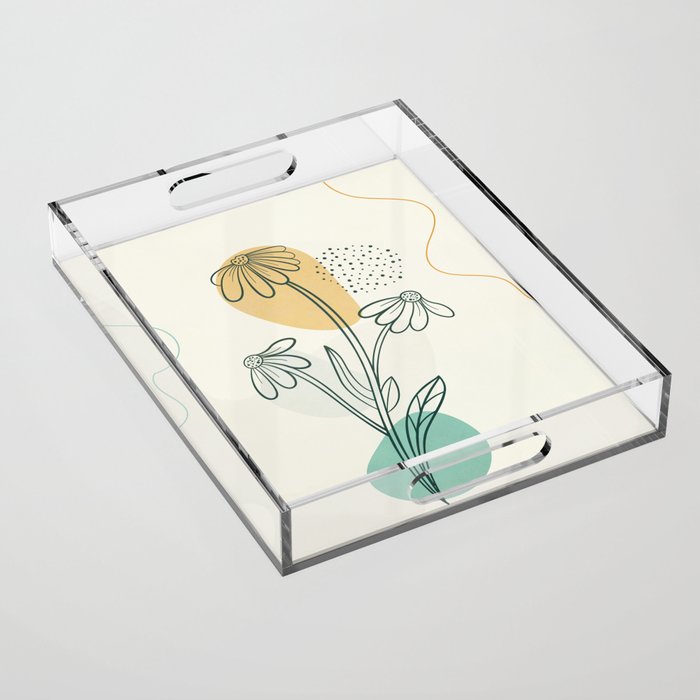 Little Line Flowers 2 Acrylic Tray Gallery Image 1