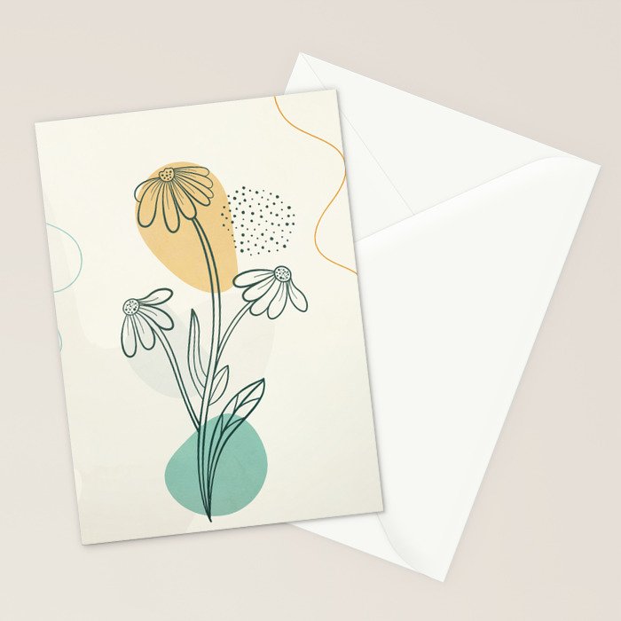 Little Line Flowers 2 Stationery Card Gallery Image 2