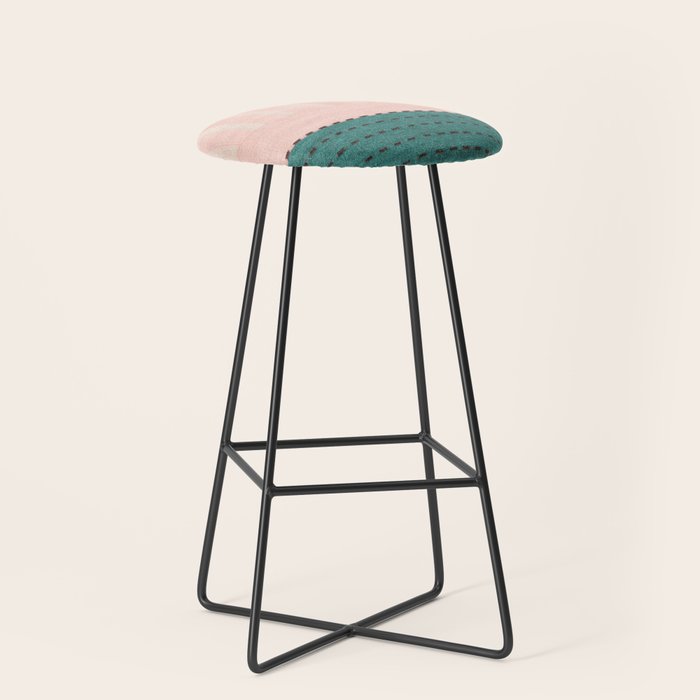 N28 - Anthropologie Traditional Moroccan Style Pink Texture Stool Gallery Image 1