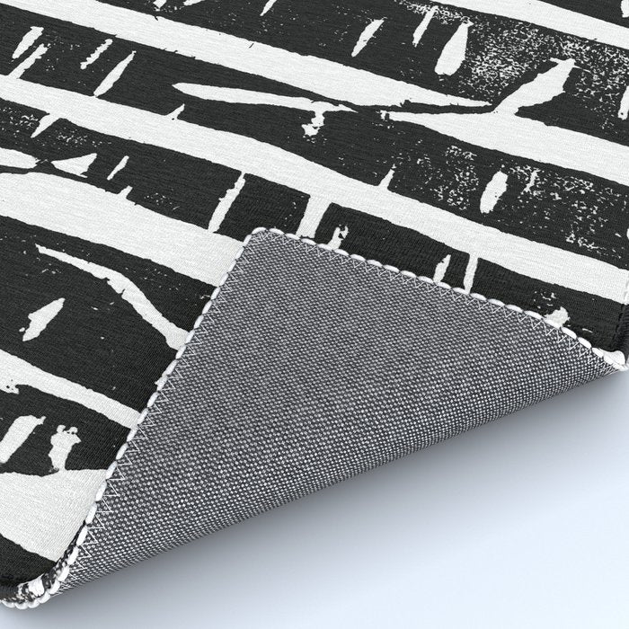 Woodcut Birches Black Rug Gallery Image 4