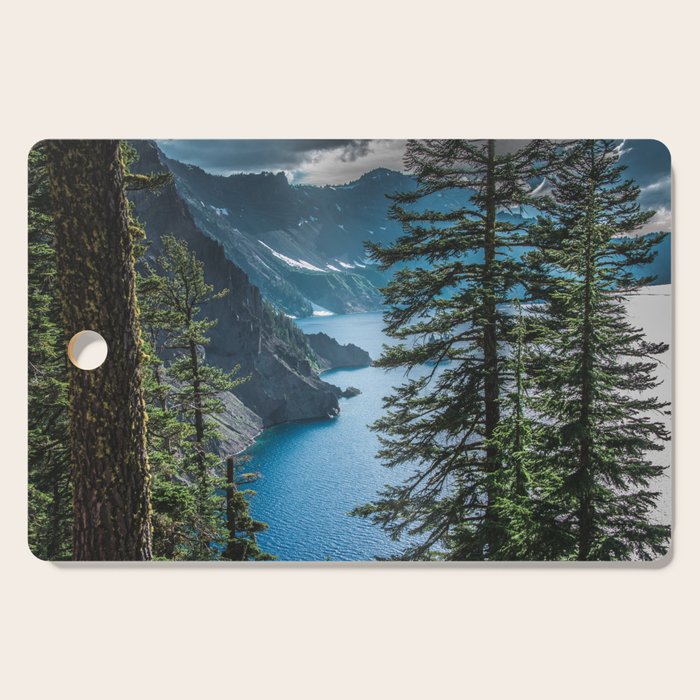 Blue Crater Lake Oregon in Summer Cutting Board Gallery Image 1