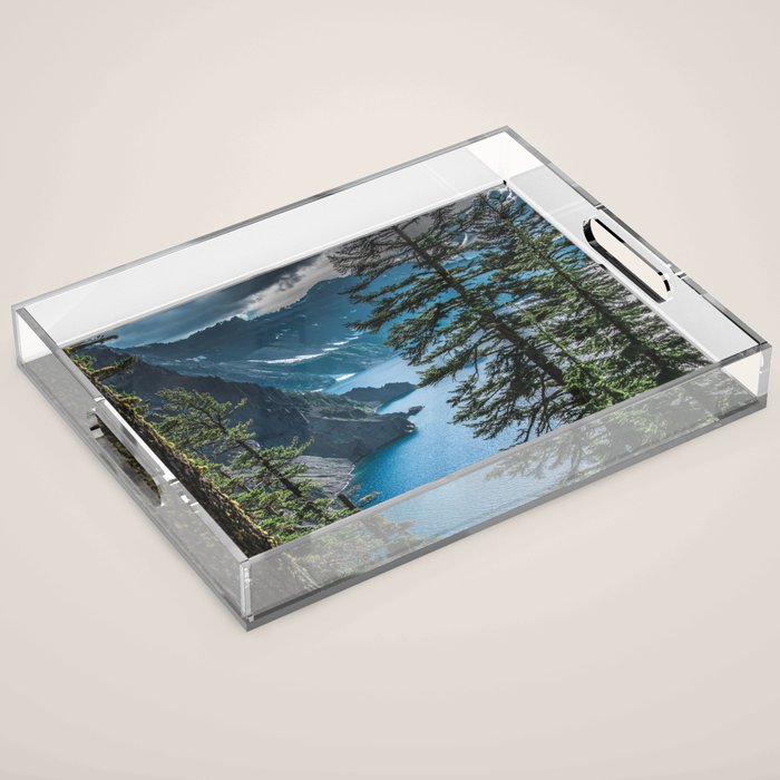 Blue Crater Lake Oregon in Summer Acrylic Tray Gallery Image 1