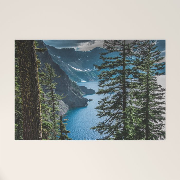 Blue Crater Lake Oregon in Summer Welcome Mat Gallery Image 1