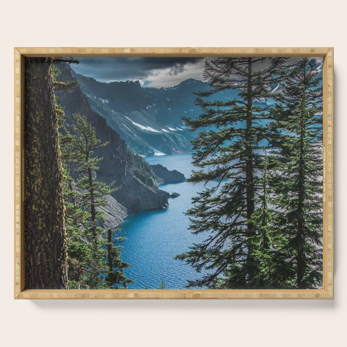 Blue Crater Lake Oregon in Summer Serving Tray Gallery Image 1