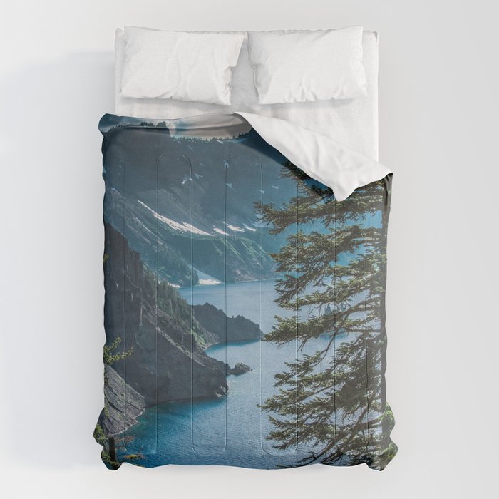 Blue Crater Lake Oregon in Summer Comforter Gallery Image 6