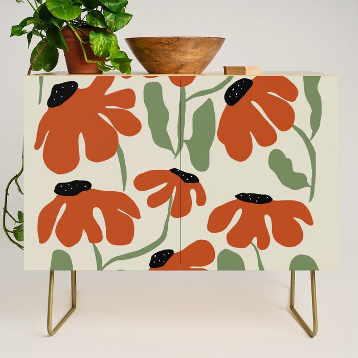Cute smiley flowers  Credenza Gallery Image 1