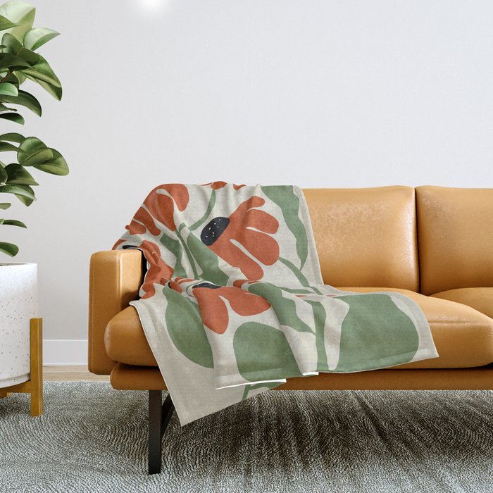 Cute smiley flowers  Throw Blanket Gallery Image 1