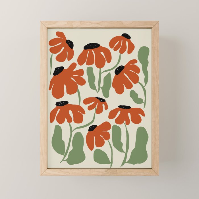 Cute smiley flowers  Mini Art Print Gallery Image 1