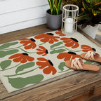 Cute smiley flowers  Outdoor Rug Gallery Image 2