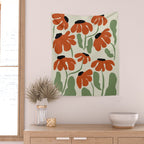 Cute smiley flowers  Wall Tapestry Gallery Image 2