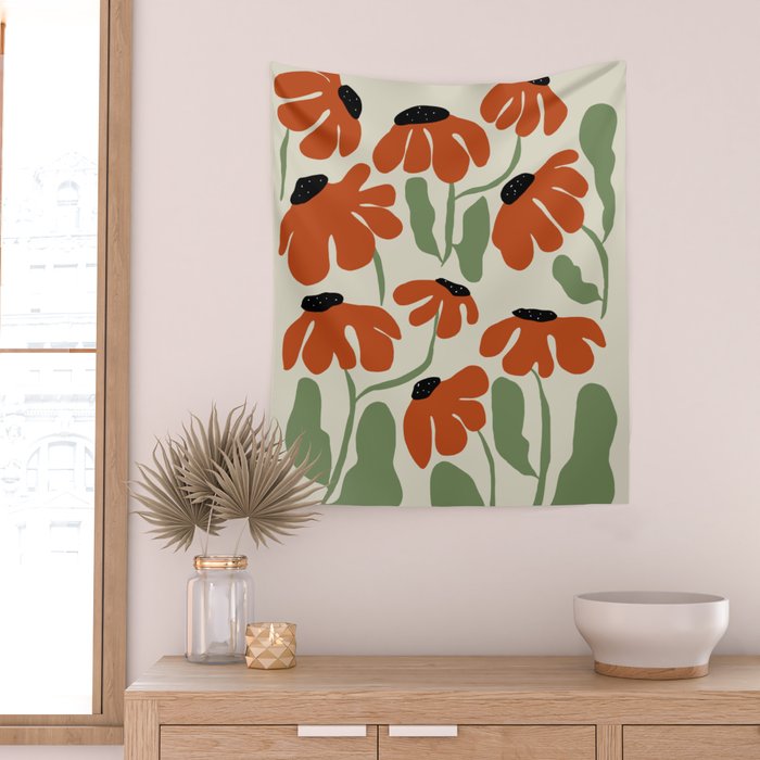 Cute smiley flowers  Wall Tapestry Gallery Image 2