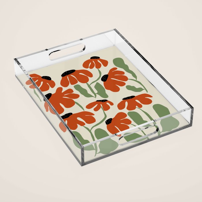 Cute smiley flowers  Acrylic Tray Gallery Image 1