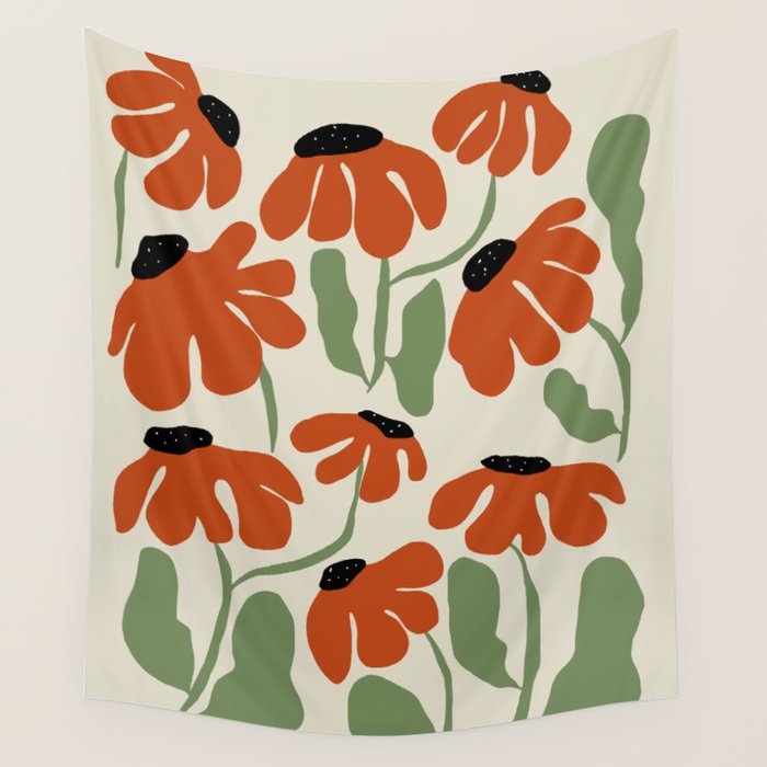 Cute smiley flowers  Wall Tapestry Gallery Image 4