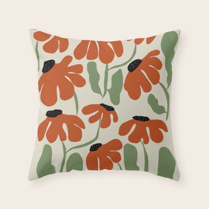 Cute smiley flowers  Throw Pillow Gallery Image 1