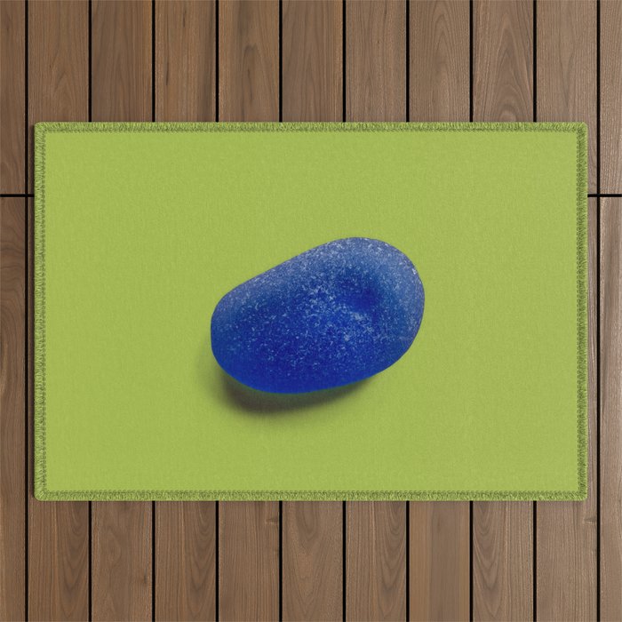  Blue seaglass on green, japandi minimalist Outdoor Rug Gallery Image 1