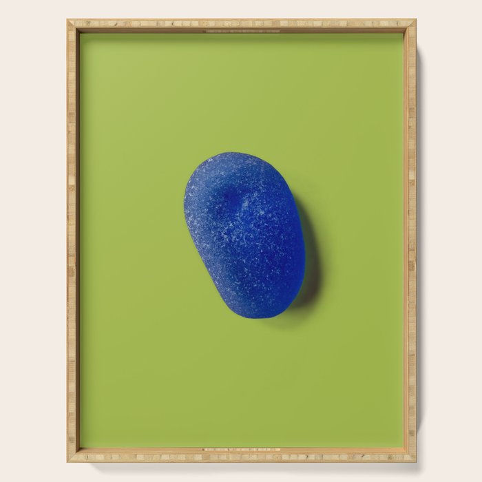  Blue seaglass on green, japandi minimalist Serving Tray Gallery Image 1