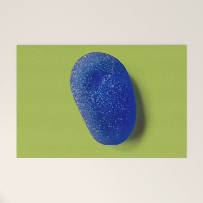  Blue seaglass on green, japandi minimalist Welcome Mat Gallery Image 1