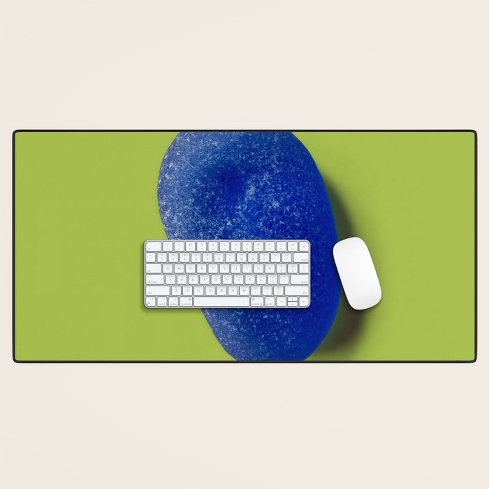  Blue seaglass on green, japandi minimalist Desk Mat Gallery Image 1