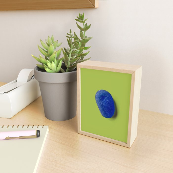  Blue seaglass on green, japandi minimalist Mini Art Print Gallery Image 2