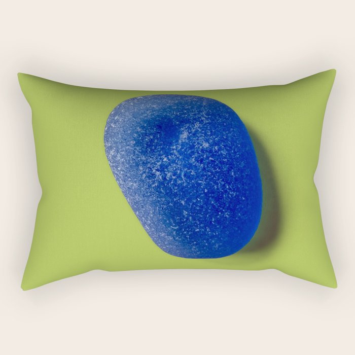  Blue seaglass on green, japandi minimalist Rectangular Pillow Gallery Image 1
