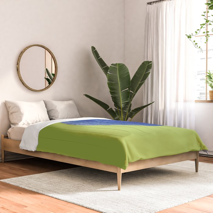  Blue seaglass on green, japandi minimalist Comforter Gallery Image 2