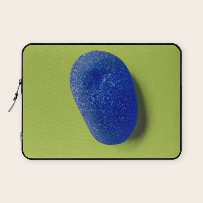  Blue seaglass on green, japandi minimalist Laptop Sleeve Gallery Image 1