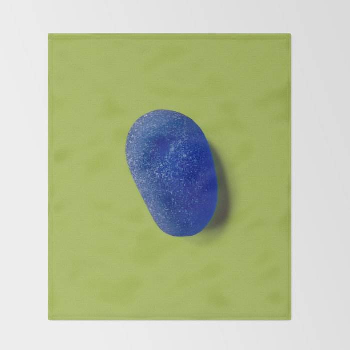  Blue seaglass on green, japandi minimalist Throw Blanket Gallery Image 2