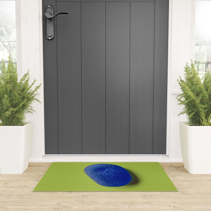  Blue seaglass on green, japandi minimalist Welcome Mat Gallery Image 3