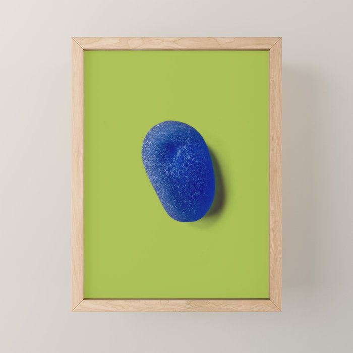  Blue seaglass on green, japandi minimalist Mini Art Print Gallery Image 1