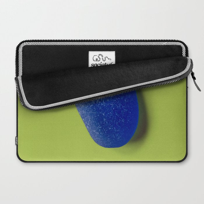  Blue seaglass on green, japandi minimalist Laptop Sleeve Gallery Image 2