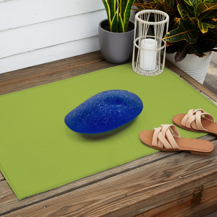  Blue seaglass on green, japandi minimalist Outdoor Rug Gallery Image 2
