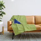  Blue seaglass on green, japandi minimalist Throw Blanket Gallery Image 1