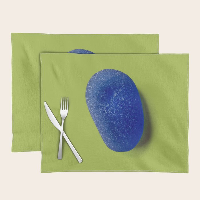  Blue seaglass on green, japandi minimalist Placemat Gallery Image 1