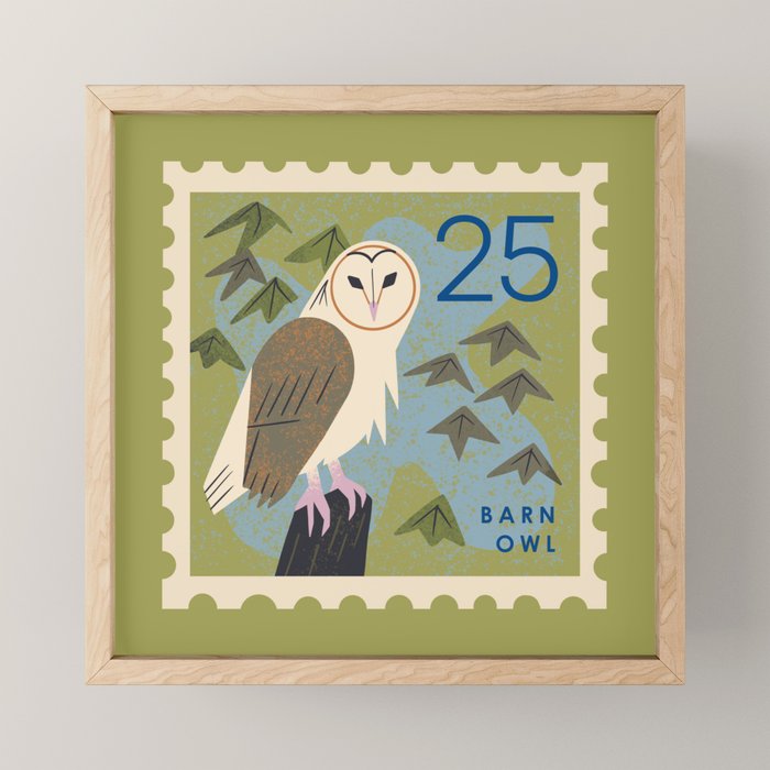 Barn Owl Postage Stamp Mini Art Print Gallery Image 1