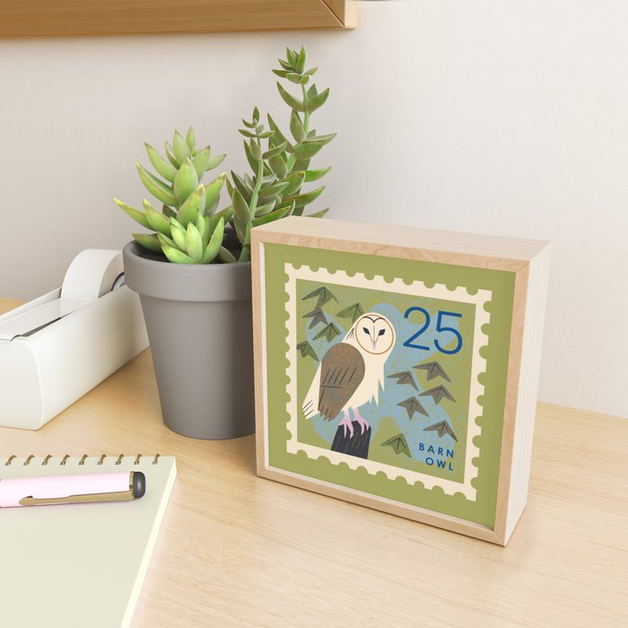 Barn Owl Postage Stamp Mini Art Print Gallery Image 2