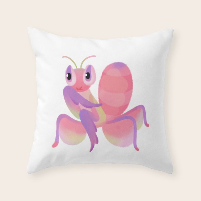Orchid mantis - Dark Throw Pillow Gallery Image 1