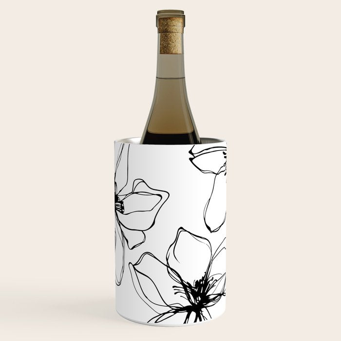 Bold Line Art Flowers Wine Chiller Gallery Image 1