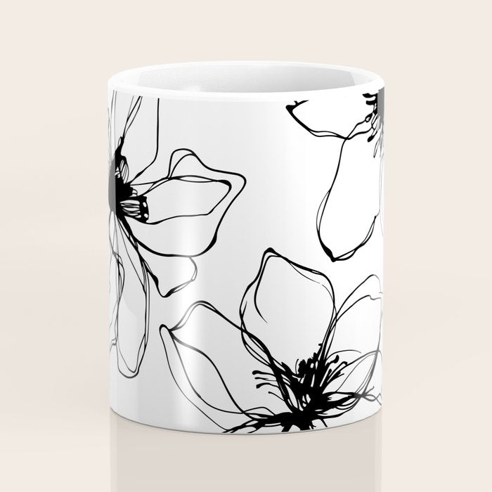 Bold Line Art Flowers Coffee Mug Gallery Image 4
