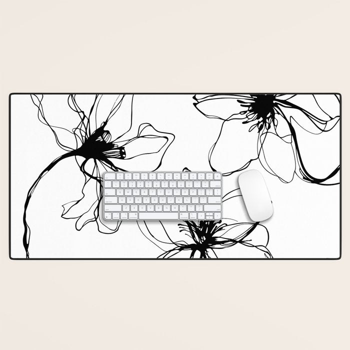 Bold Line Art Flowers Desk Mat Gallery Image 1