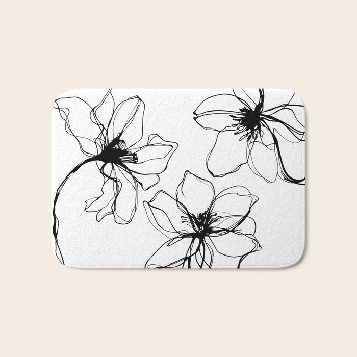 Bold Line Art Flowers Bath Mat Gallery Image 1