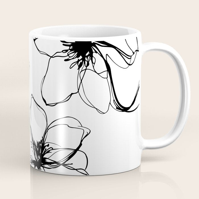 Bold Line Art Flowers Coffee Mug Gallery Image 1
