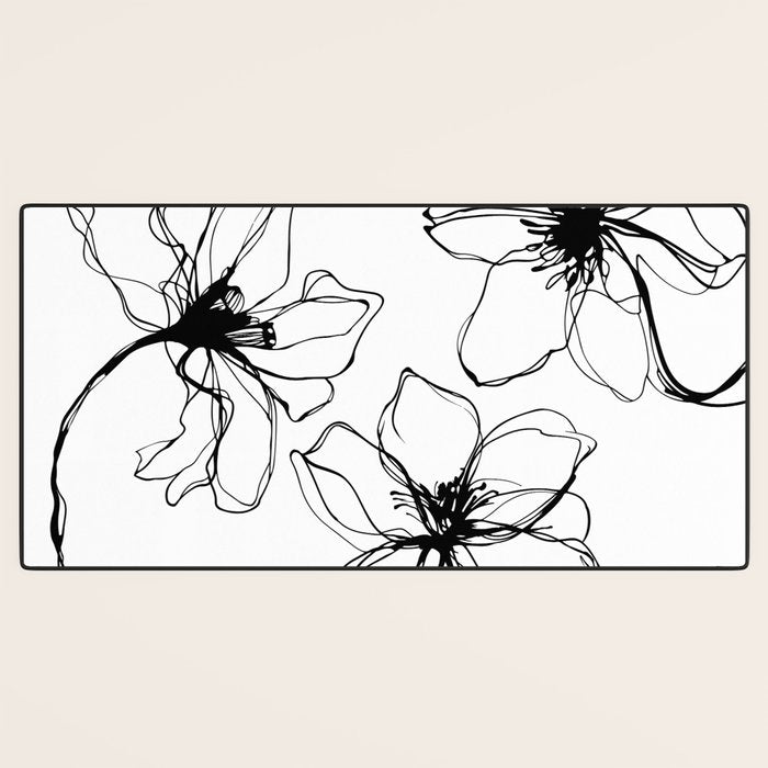 Bold Line Art Flowers Desk Mat Gallery Image 3