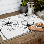 Bold Line Art Flowers Outdoor Rug Gallery Image 2